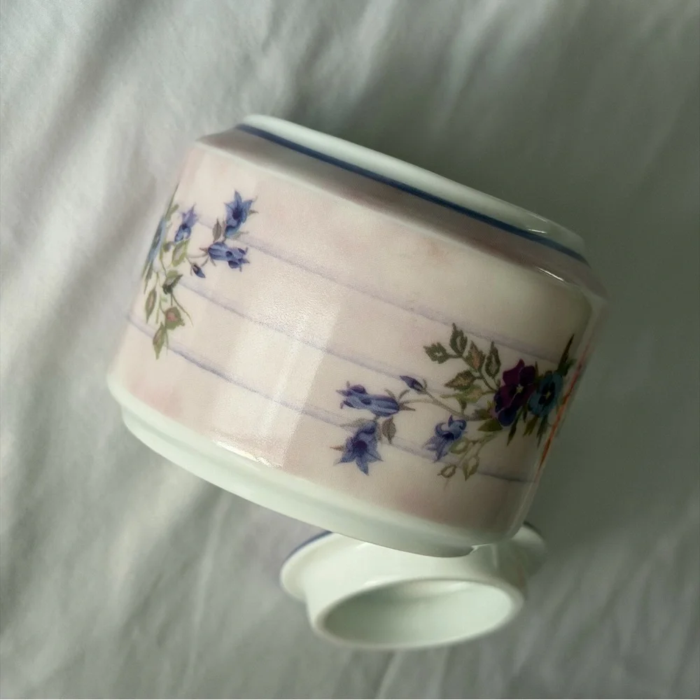 Vintage Porcelain Floral Pink Purple Valerie Pfeiffer Large Retro Y2K Sugar Jar
